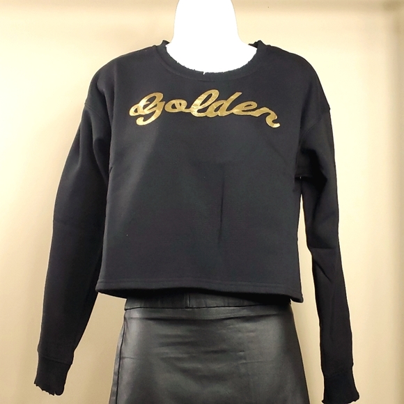Golden Screen Print Cropped Sweatshirt - Picture 1 of 6